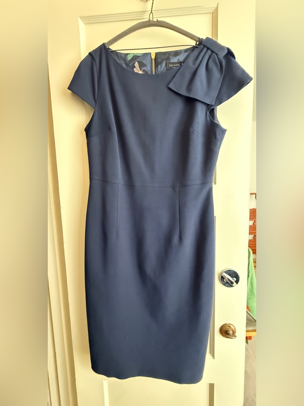 Ted Baker Navy Bow-Shoulder Midi Dress